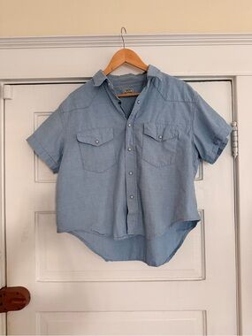 Hey Gang Short Sleeve Western Shirt Chambray
